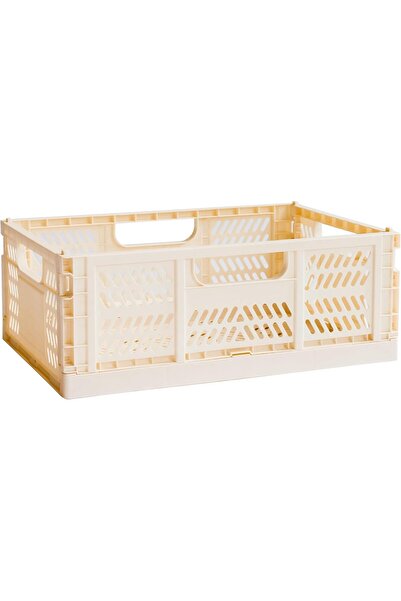 3 Sprouts صندوق تخزين بلاستيكي مُعاد تدويره قابل للطي والتكديس، كبير، كريمي