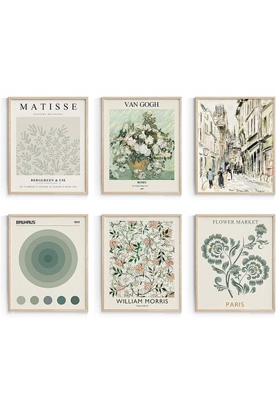 Generic Excefore Sage Green Master Wall Art Prints,Abstract Matisse Exhibition Posters, Vintage Boho Art, R