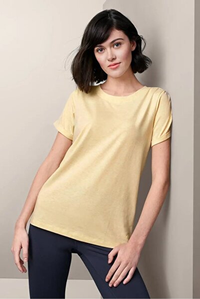 Tchibo Women Short Sleeve Plain T-shirt, Yellow