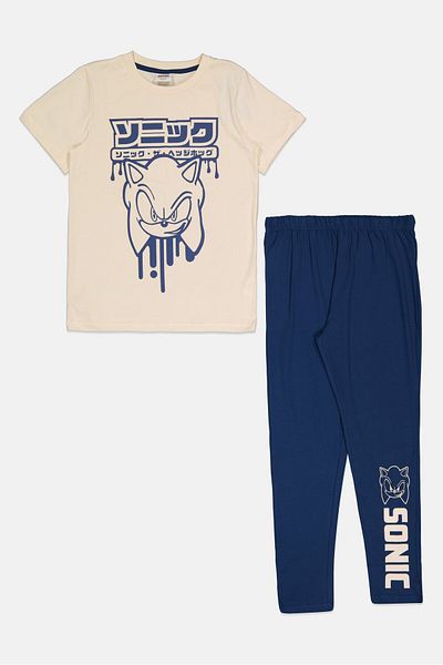 Sonic Kids Boy 2 Pcs Graphic Print Top And Bottom Pajama Set, Multicolor