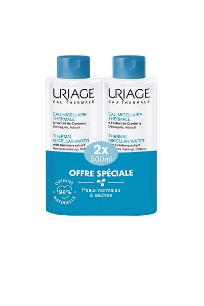 Uriage Thermal Mizellenwasser Für Normal-trockene Haut, 2er Pack X Uriage 500 ml