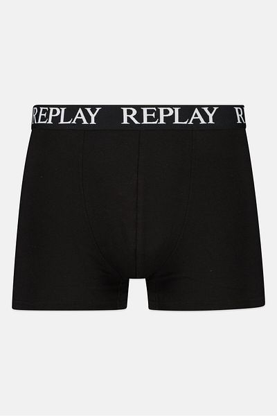 Replay Men 2 Pack Brand Logo Boxer Brief, Black