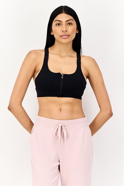 SKECHERS Women Brand Logo Lightly Padded Training Sports Bra, Black