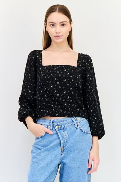 Levi's Women Square Neck Long Sleeves Allover Print Blouse, Floral
