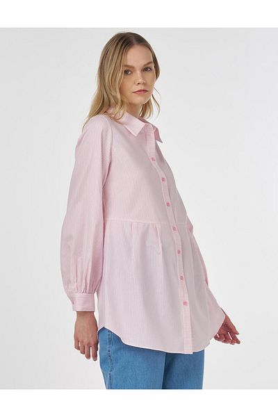 KYR Pleated Line Pattern Tunic Candy Pink