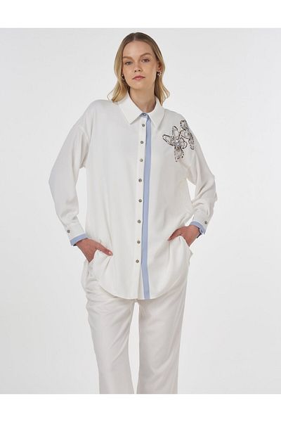 Kayra Embroidered Detailed Tunic Ecru