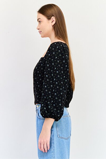 Levi's Women Square Neck Long Sleeves Allover Print Blouse, Floral