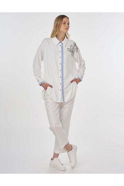 Kayra Embroidered Detailed Tunic Ecru