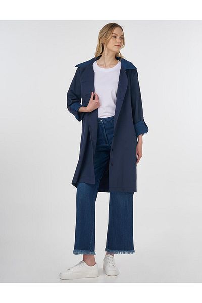 Kayra Καμπαρντίνα με κουκούλα και γιακά Σκούρο Navy Blue