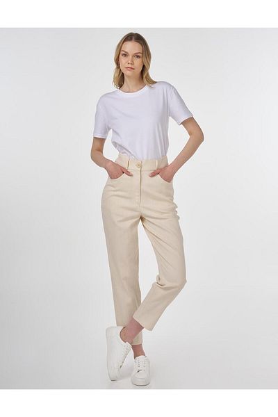 KYR Carrot Cut Canvas Trousers Cream