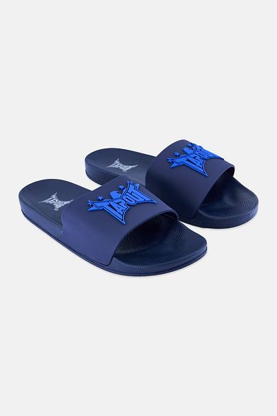 Tapout Men Brand Logo Slip On Slides, Navy Blue
