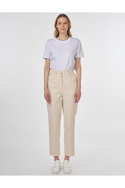 KYR Carrot Cut Canvas Trousers Cream