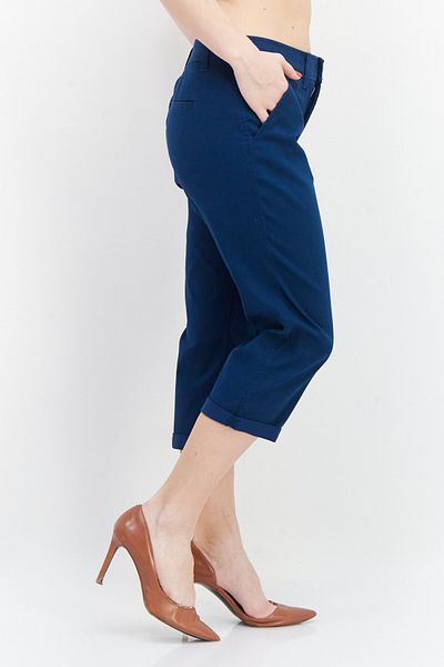 41 Hawthorn Women Regular Fit Plain Capri Pants, Teal Blue