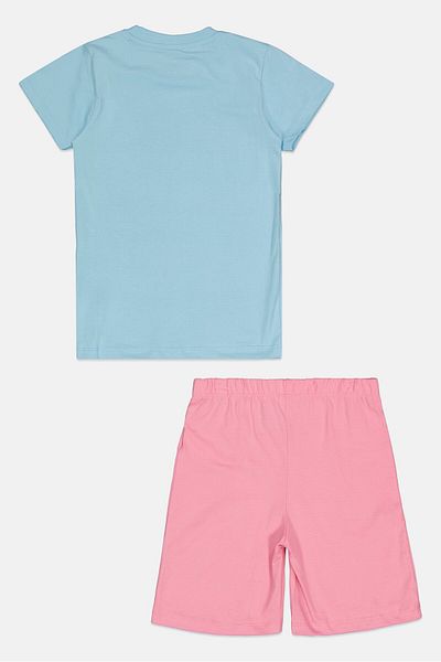 Disney Kids Girl 2 Pieces Mickeys Friend Short Sleeve T- Shirt And Short Pajama Set, Multicolor