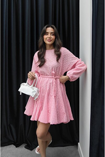 Havoş Φόρεμα με ροζ Mantua Belted Scallop