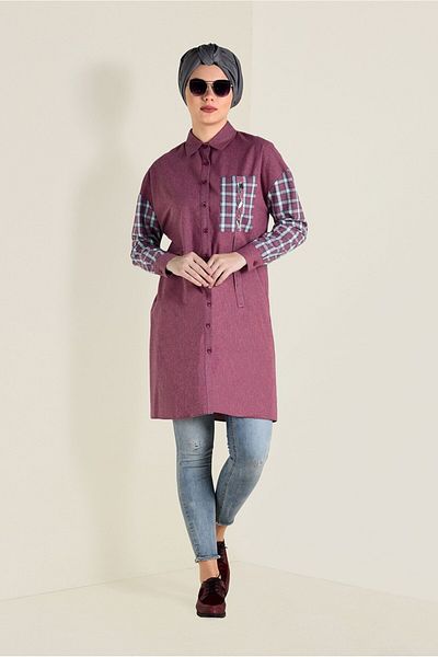 Alvina Square Patterned Buttoned Tunic 4633