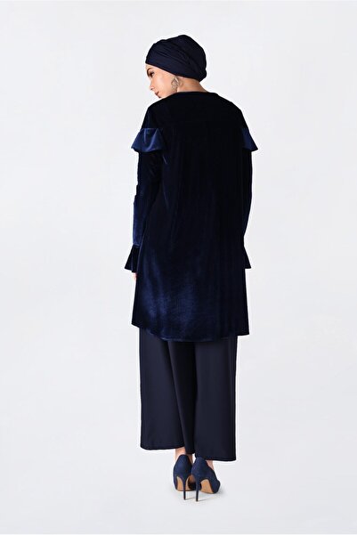 Alvina OMUZLARI VOLANLI KADİFE TUNİK 4789