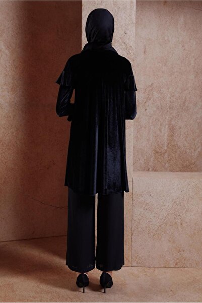 Alvina Volan Detailed Velvet Tunic 4789-1