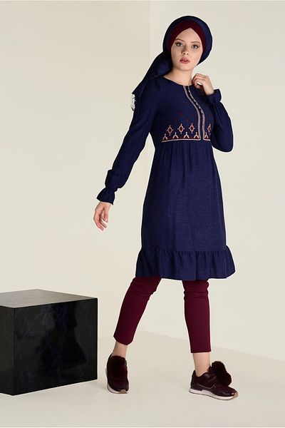 Alvina Buttoned Embroidered Tunic - 4665
