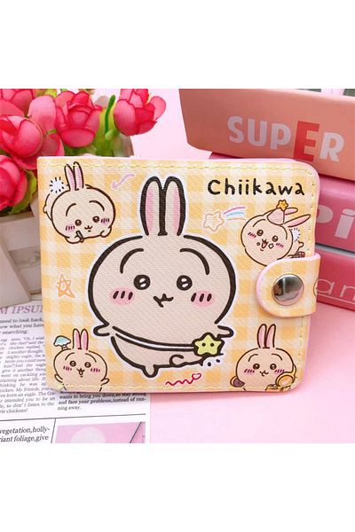 Choice 3 New Cute Cartoon Chiikawa Wallet Kawaii Hachiware Usagi Short 2-fold Pu Button Coin Wallet Card B.
