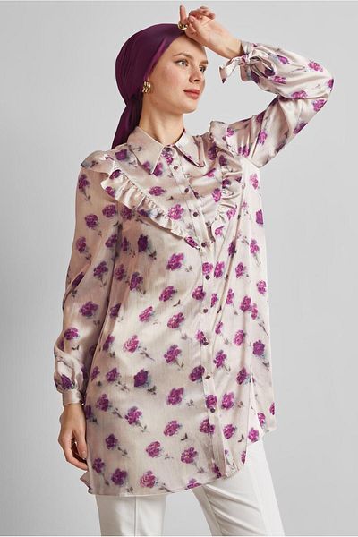 Alvina Patterned Satin Tunic 45410