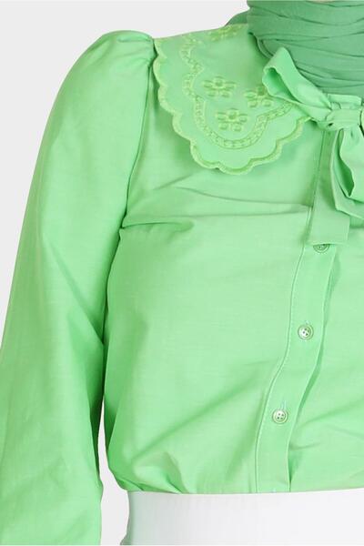 Alvina Embroidered Collar Detail Cotton Blouse 42722