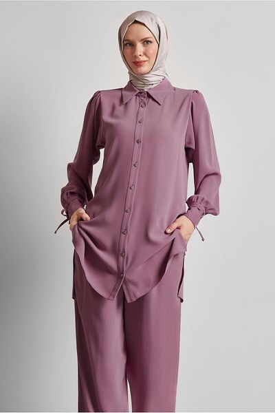 Alvina Shirt Collar Trousers Suit 45617