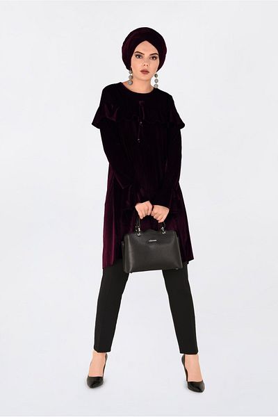 Alvina Velvet Tunic with Shoulder Volanes 4789