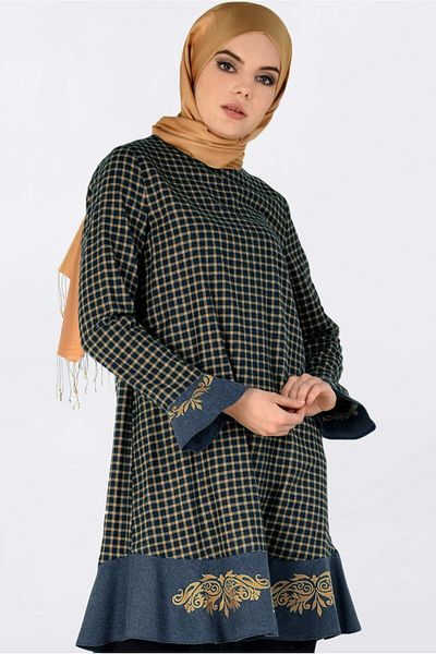 Alvina 4793 Μοντέλο Gingham Pattern - Φούστα με βολάν και κεντημένο τουνίκ