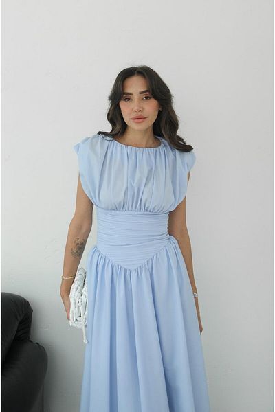 Havoş Baby Blue Vintage εμπνευσμένο ντραπέ φόρεμα
