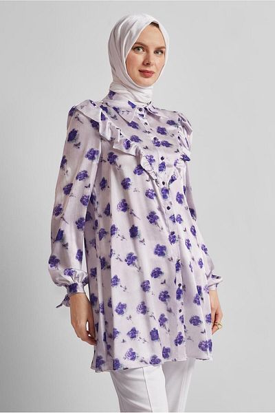 Alvina Patterned Satin Tunic 45410