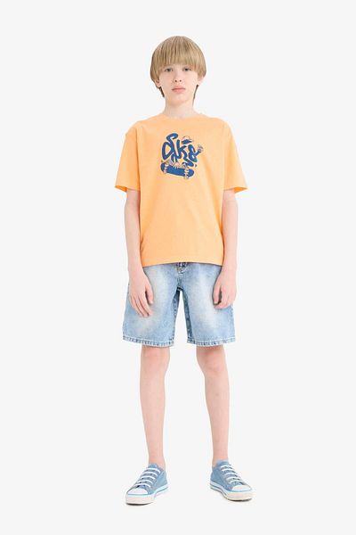 DeFacto Boy's Crew Neck Printed Short Sleeve T-Shirt E0179A825Hs
