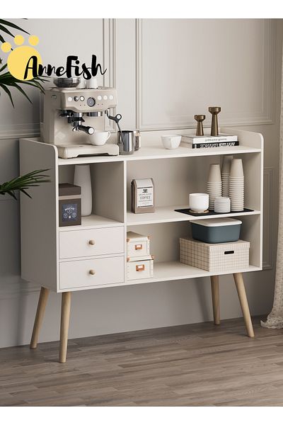 AnneFish Coffee Corner Kitchen Coffee Bar Cabinet Shelf Display Cabinet Kitchen Bakers Rack Sideboard