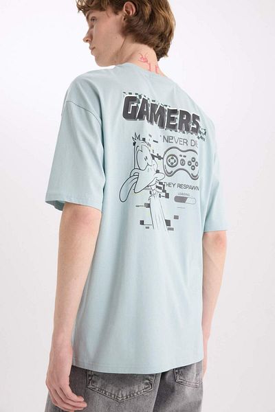 DeFacto Tricou cu mânecă scurtă, 100% bumbac, Looney Tunes, cu croială în formă de box, cu decolteu, imprimat D6774AX25SP