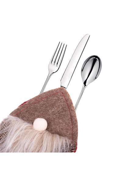 Springos Christmas Decoration Set for Cutlery, 2 Pieces, Elf Pattern, 14 X 10.5 Cm, ​​Brown