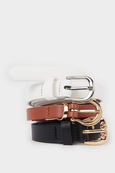 DeFacto Women's Faux Leather 3-Piece Casual Belt E7900Axns