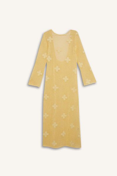 DeFacto Reguläre Passform, lange Ärmel, gerüschtes Maxi-Strandkleid – Fall in Love E0603AX25SM