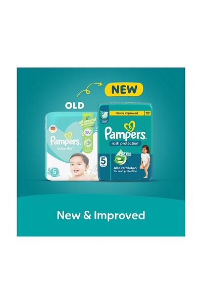 Pampers Rash Protection Taped Diapers, Size 5, 11-16kg, Mega Pack, 52 pcs
