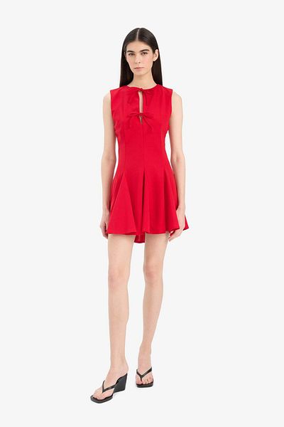 DeFacto Ärmelloses Mini-Sommerkleid aus plissiertem Krepp mit Rundhalsausschnitt F6502ax25sm