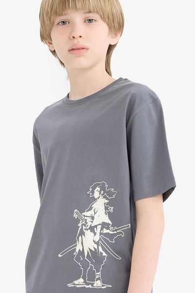 DeFacto Boy's Crew Neck Printed Short Sleeve T-Shirt E0178A825Hs