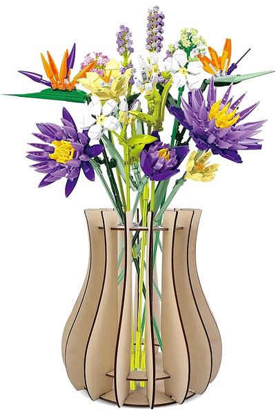 Generic KASTWAVE Vase for Lego Flowers, Wooden Puzzle Flower Vase, Cute Flower Vase Building Set for Lego F