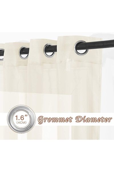 Generic Arabest Sheer Curtains, 2 Panels Semi Transparent Basic Rod Pocket Voile Window Curtain Panels for