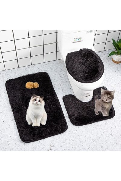 Generic Bathroom Rug Sets 3 Piece, Non Slip Bath Mat Set U-Shaped Contour Rug...