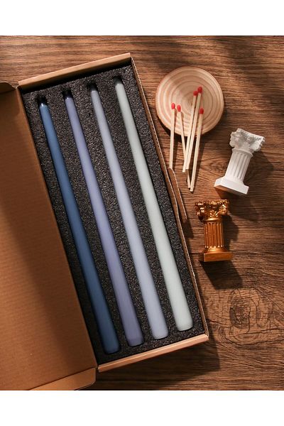 Generic Viyffo 12 Inch Blue Taper Candles Set of 4 Unscented Smokeless Long Tall Tapered Candles for Candle