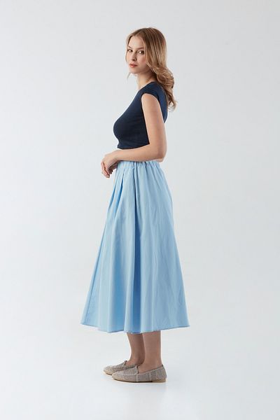 Fulla Moda Buttoned Zippered Terycoton Skirt with Elastic Waist