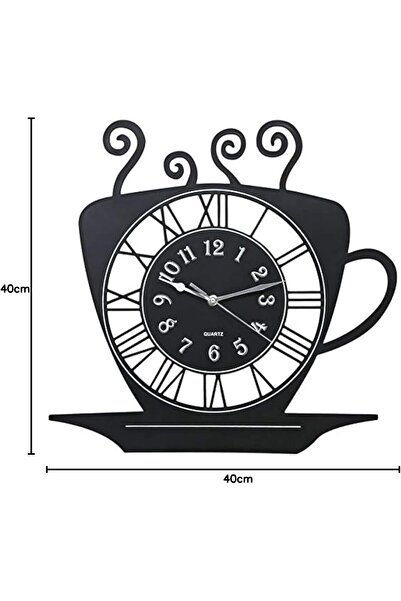 Generic Cuisine Kittens Plastic Teacup Wall Clock for Kitchen & Living Room, Black (BD-CLK-CS)