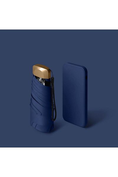Choice Navy Blue Mini Sun Umbrella Vinyl Folding Umbrella UV Ultraviolet Protection Small Pocket Rain Umbre