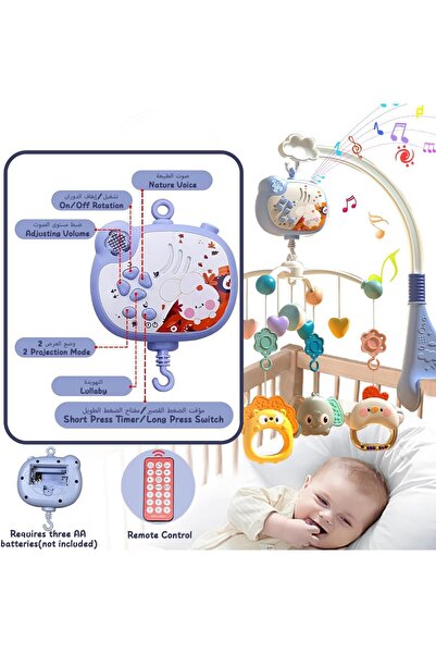 Generic Felirzavy Baby Musical Crib Mobile Toy，Nursery Mobile with Music Lights 3 Timing ＆ Projector Functi