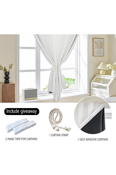 Ajazz Self-Adhesive 100% Blackout Portable Curtain Panel, Thermal Insulated, ...
