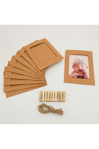 Generic ALMEKAQUZ 30Pcs Paper Picture Frames 4.5x6 inch, Photo Hanging Display with Clips and Strings, DIY